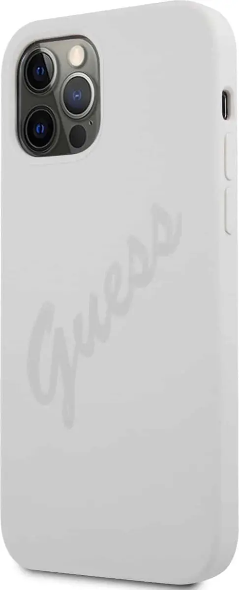 GUESS Silicone Vintage Hoesje iPhone 12 Pro Max - Grijs