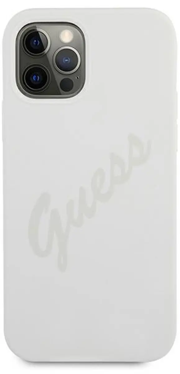 GUESS Silicone Vintage Hoesje iPhone 12 Pro Max - Grijs