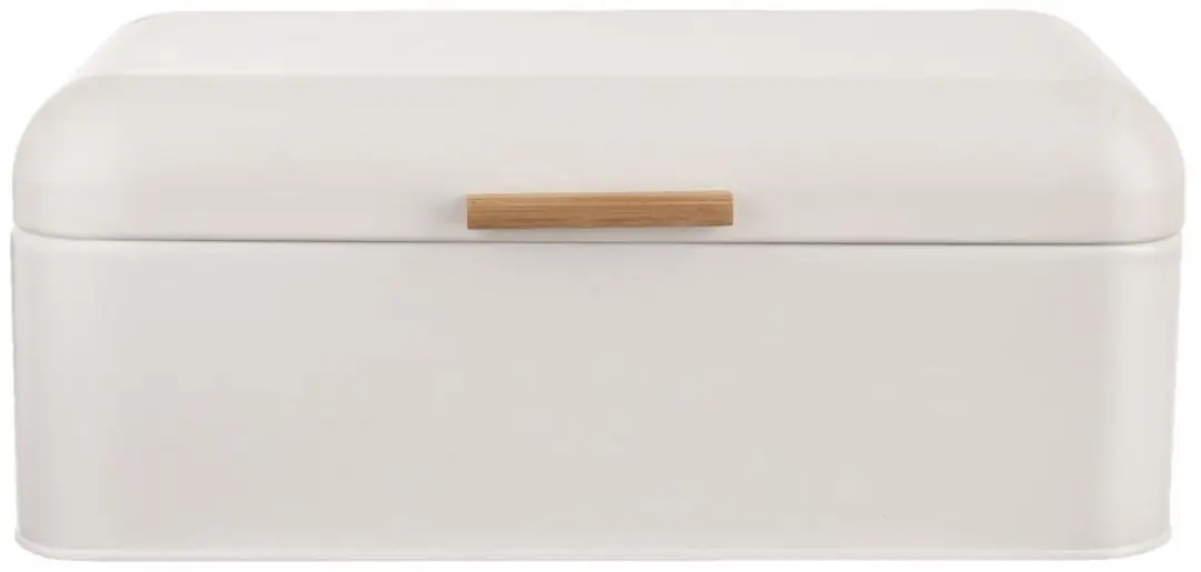 Orion Whiteline Metalen Broodtrommel Wit 42x24x16,5cm - Bamboe Handvat