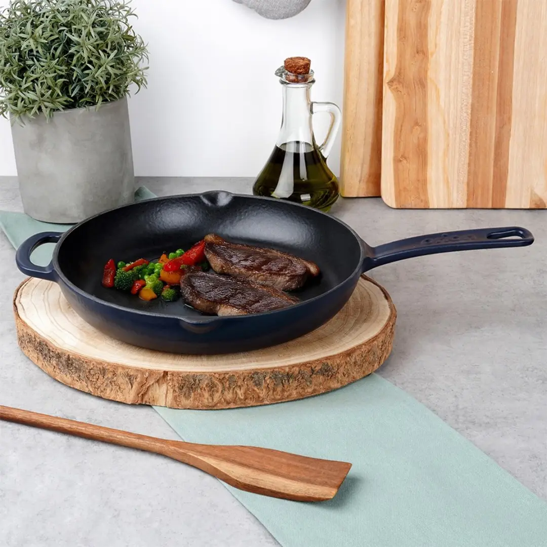 Orion Gietijzeren Pan 26cm - Zwart/Donkerblauw