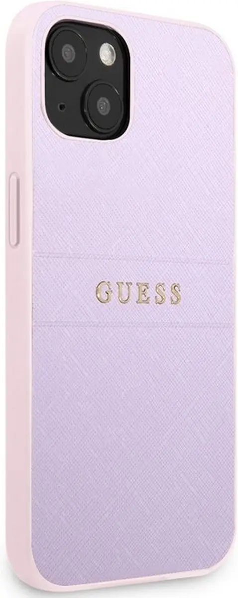 Guess Saffiano Hoesje iPhone 13 Mini - Paars