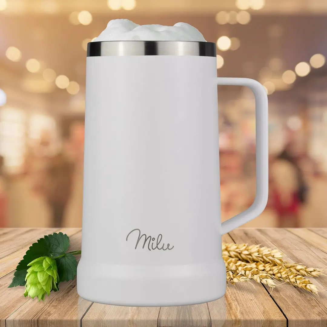 Milu RVS Bierpul met Deksel 700ml - Wit - afbeelding 6 van 6