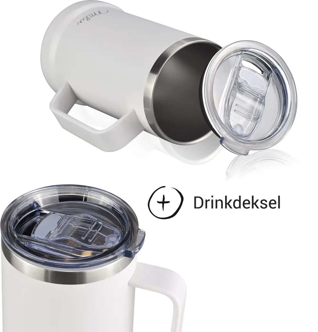 Milu RVS Bierpul met Deksel 700ml - Wit