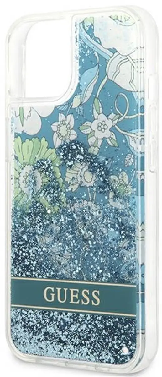 GUESS Flower Liquid Glitter Hoesje - iPhone 13 Mini - Groen - afbeelding 6 van 6