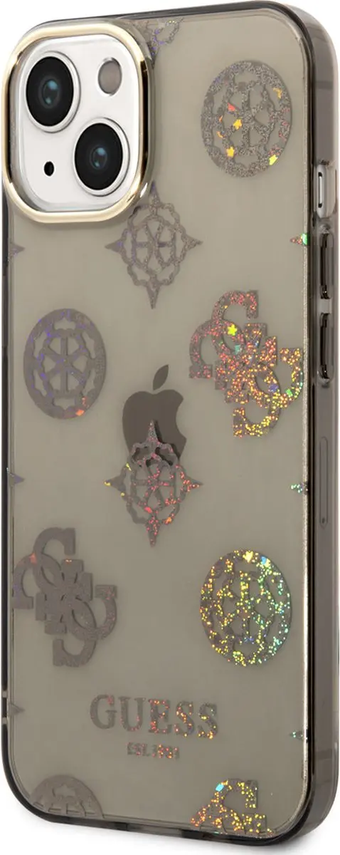 GUESS 4G Peony Glitter Back Case - iPhone 14 - Zwart - afbeelding 6 van 6
