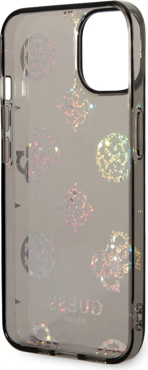 GUESS 4G Peony Glitter Back Case - iPhone 14 - Zwart