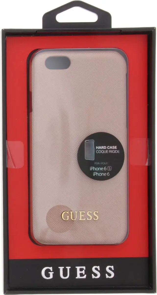 GUESS Saffiano Backcover Hoesje iPhone 6/6S - Roze - S206-12