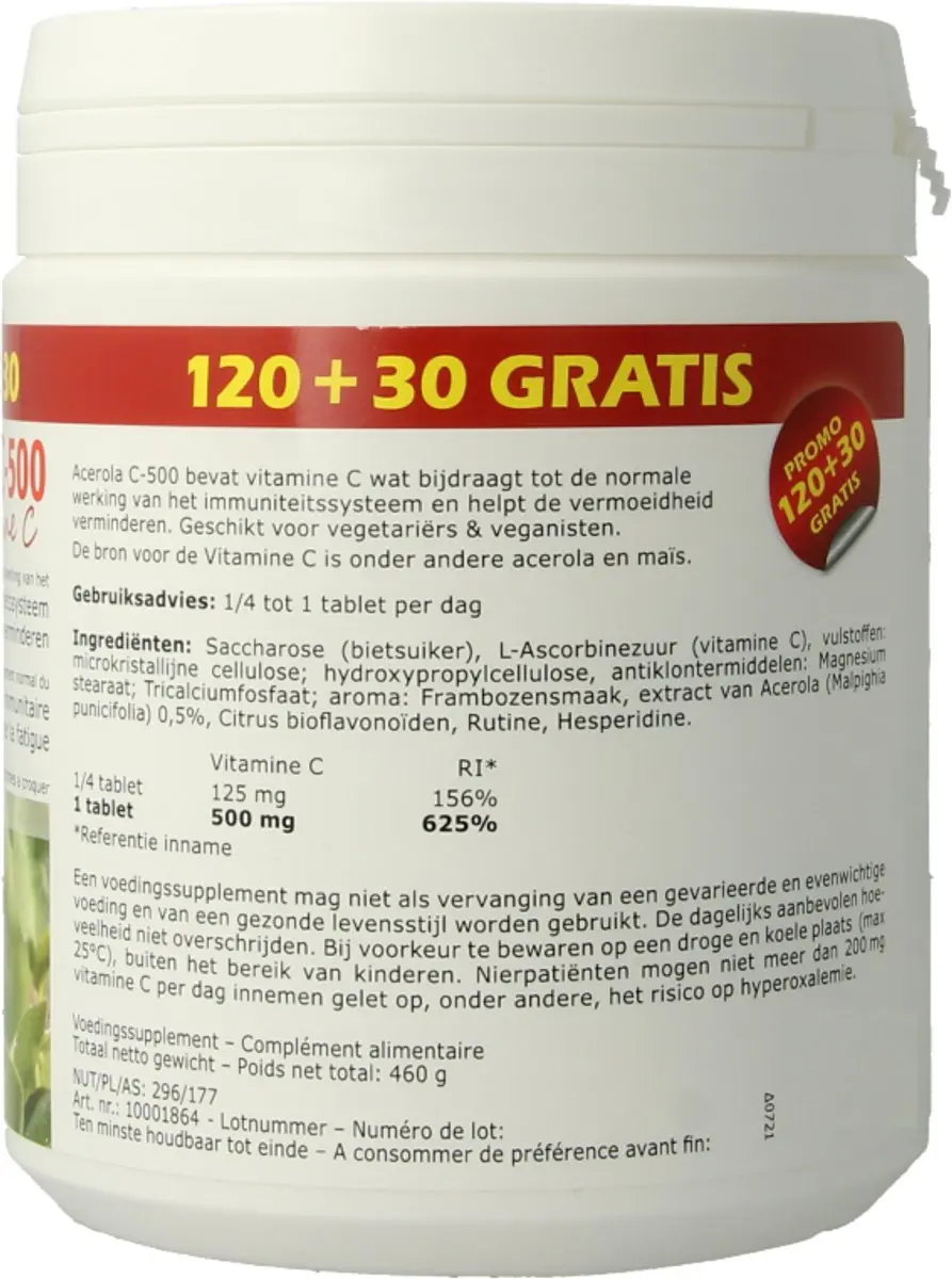 Fytostar Acerola C 500 Vitamine C Kauwtabletten - 150 Stuks