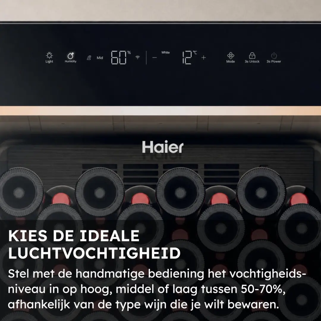 Haier HWS32GDG Wijnkoelkast 32 Flessen - Zwart