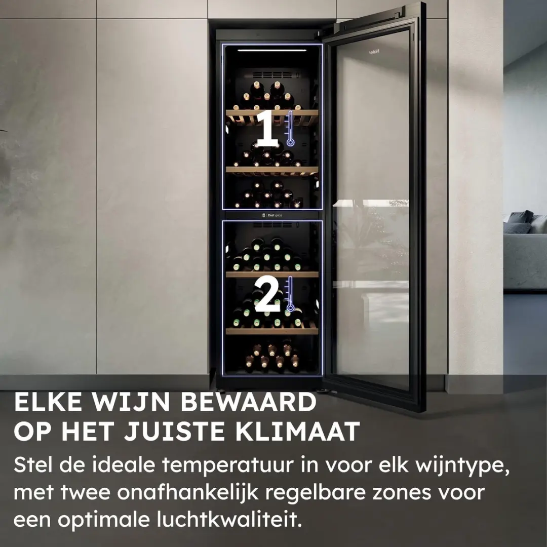 Haier HWS32GDG Wijnkoelkast 32 Flessen - Zwart