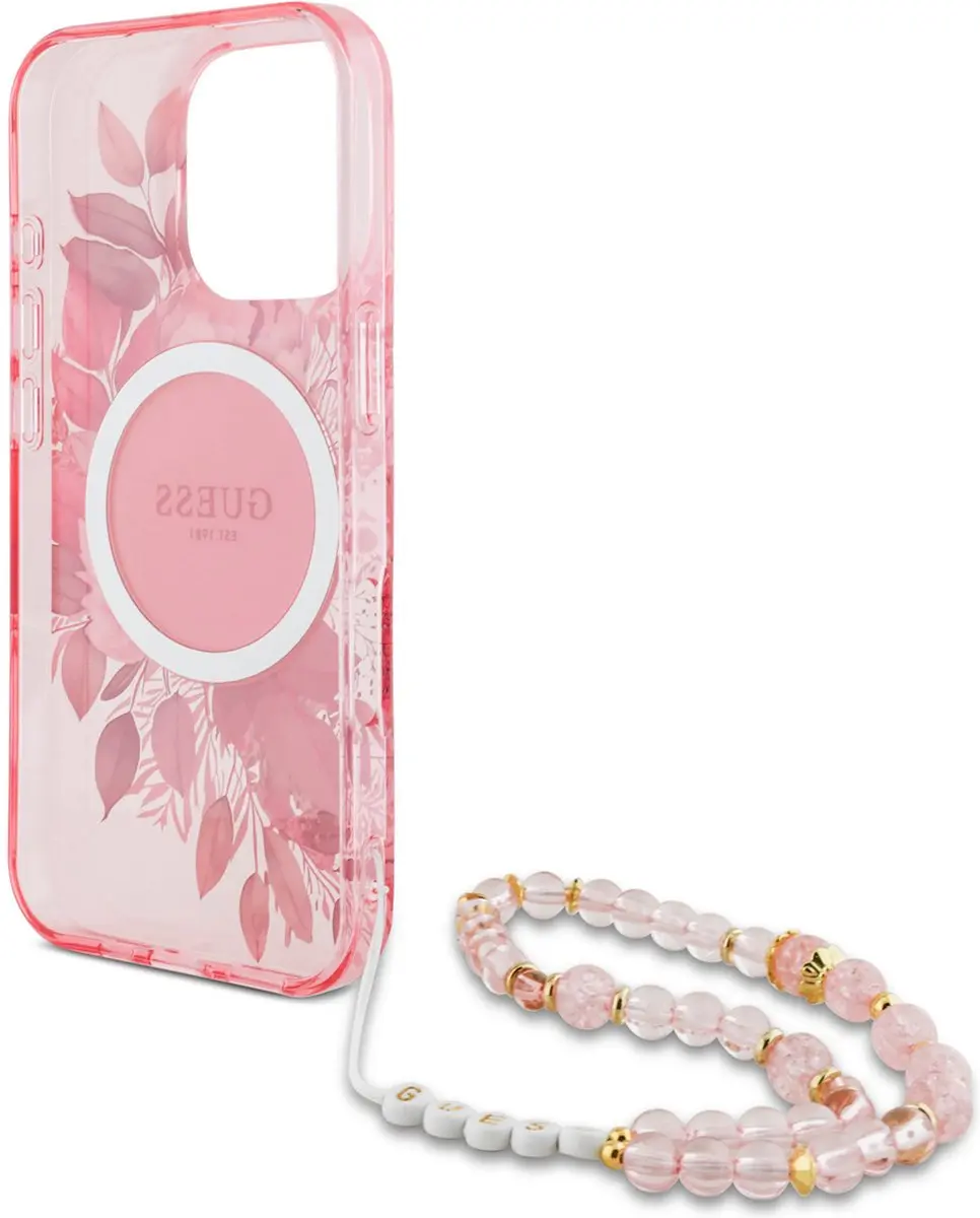 GUESS IML Flowers Case MagSafe - Roze - GUHMP16XHFWBRCESP