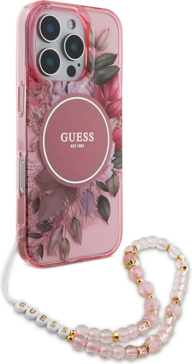 GUESS IML Flowers Case MagSafe - Roze - GUHMP16XHFWBRCESP