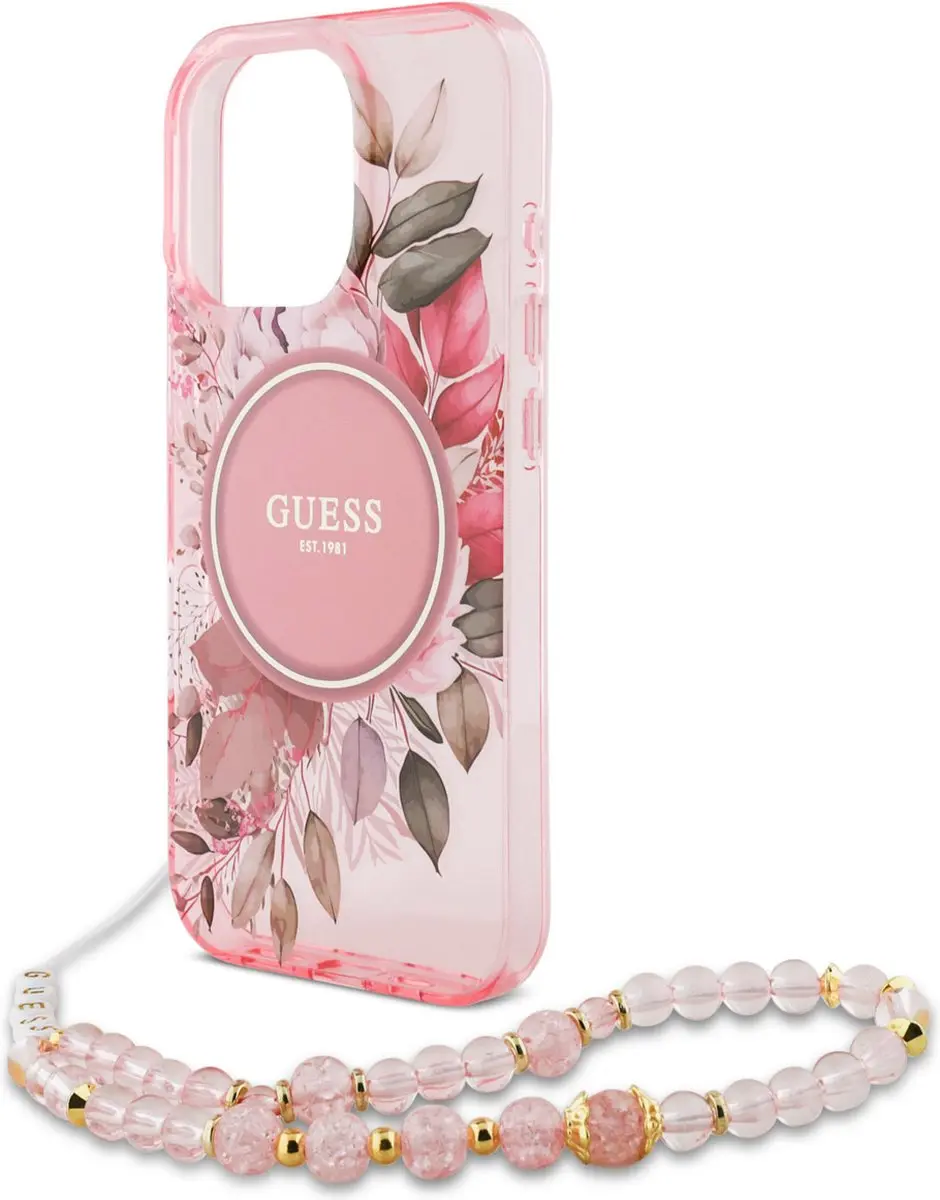 GUESS IML Flowers Case MagSafe - Roze - GUHMP16XHFWBRCESP