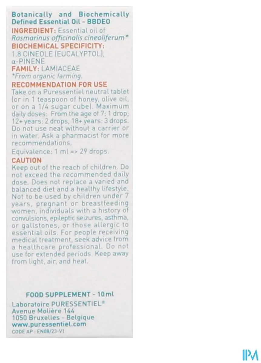 Puressentiel Bio Rozemarijnolie 10ml