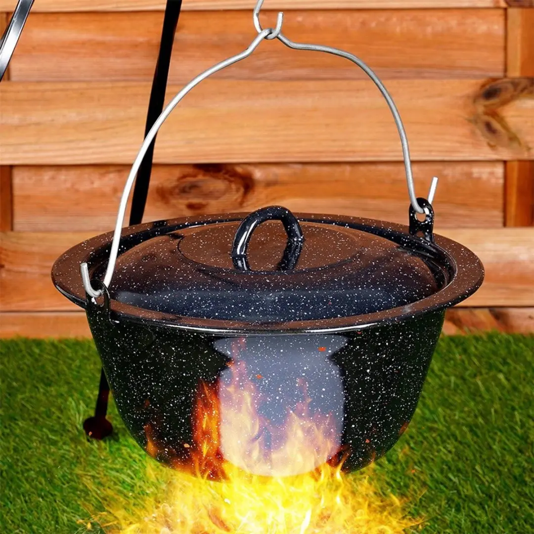 Orion Hongaarse Emaille Kookpot 7,5L - Zwart/Wit