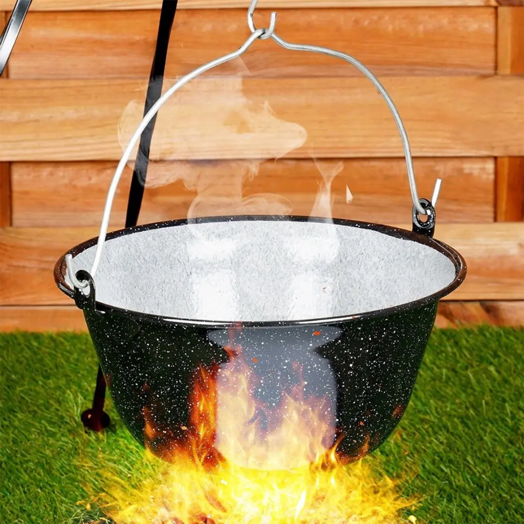 Orion Hongaarse Emaille Kookpot 7,5L - Zwart/Wit