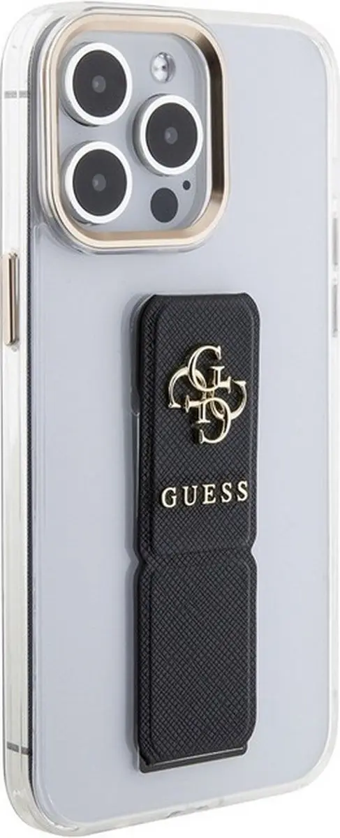 GUESS PU Grip Back Case - iPhone 15 Pro - Zwart