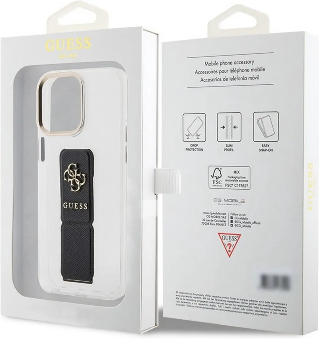 GUESS PU Grip Back Case - iPhone 15 Pro - Zwart