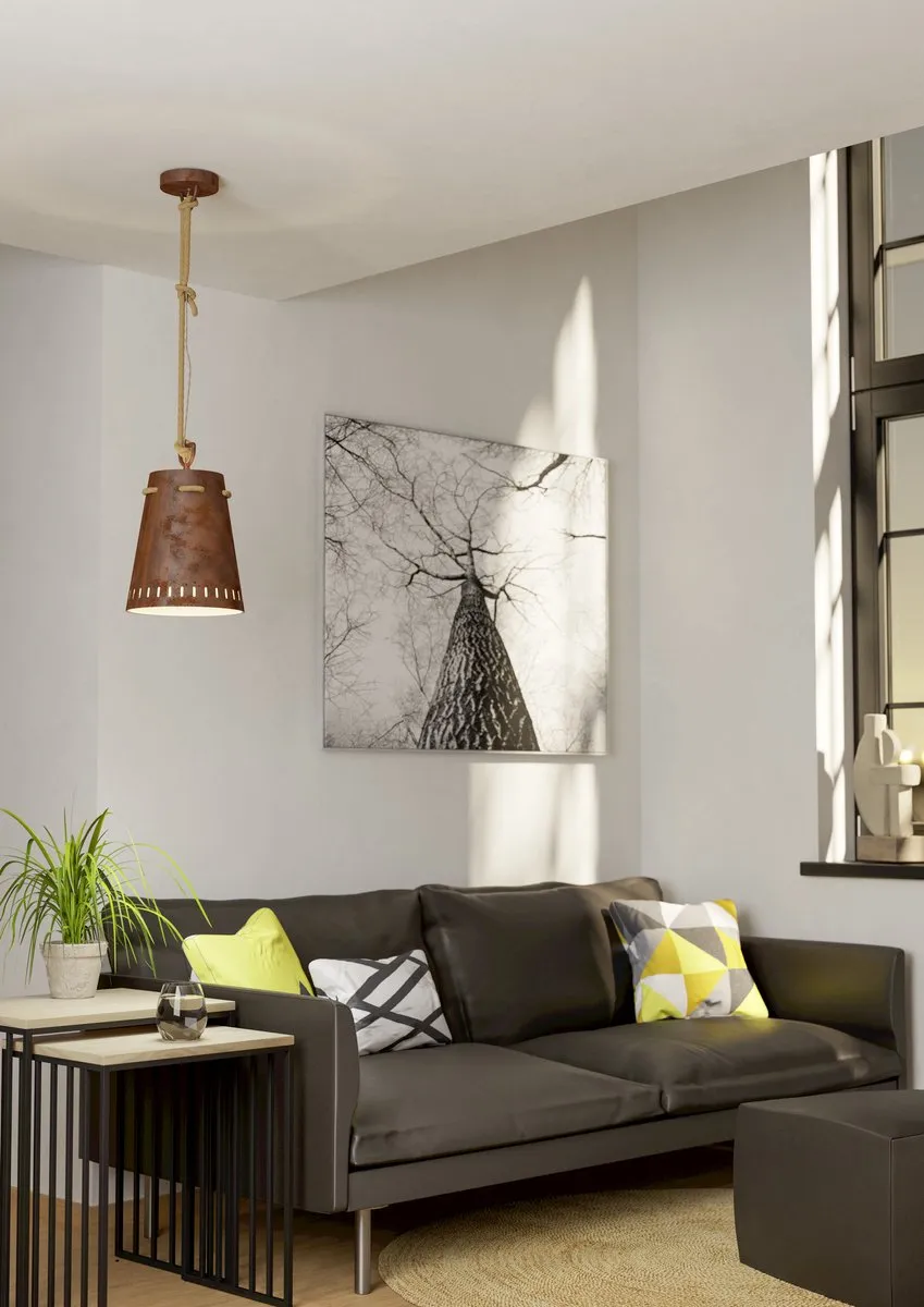 Eglo Meopham Hanglamp E27 Ø24cm - Roestbruin - afbeelding 6 van 6