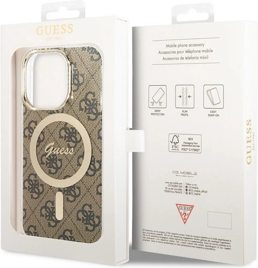 GUESS 4G Back Case MagSafe iPhone 14 Pro - Bruin