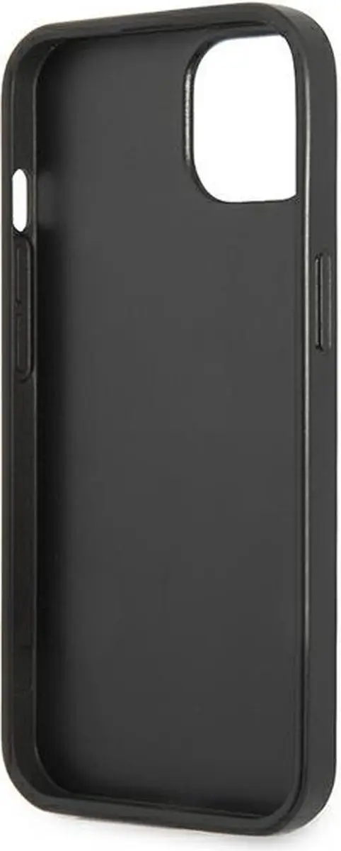 GUESS Saffiano Double Card Back Case - iPhone 13 Mini - 2 Pasjes - Zwart