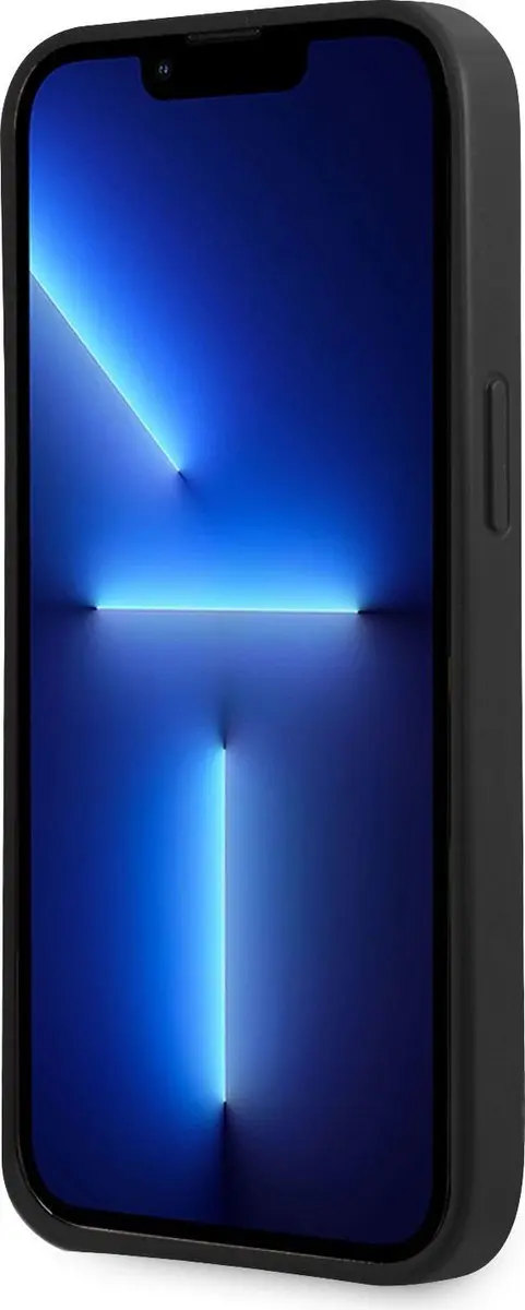 GUESS Saffiano Double Card Back Case - iPhone 13 Mini - 2 Pasjes - Zwart
