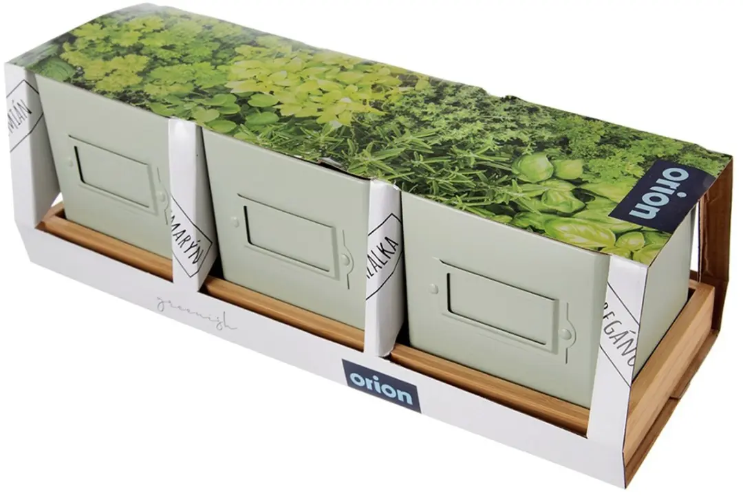 Orion Greenish Kruidenpot Set - 4 Stuks - Metaal & Bamboe