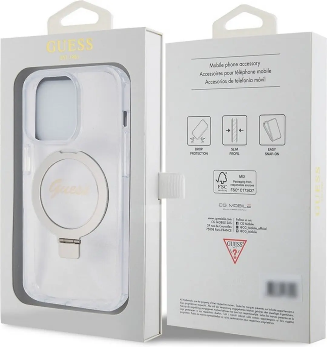 GUESS Ring Glitter Back Case MagSafe - Transparant