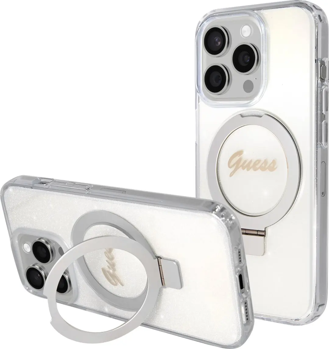 GUESS Ring Glitter Back Case MagSafe - Transparant