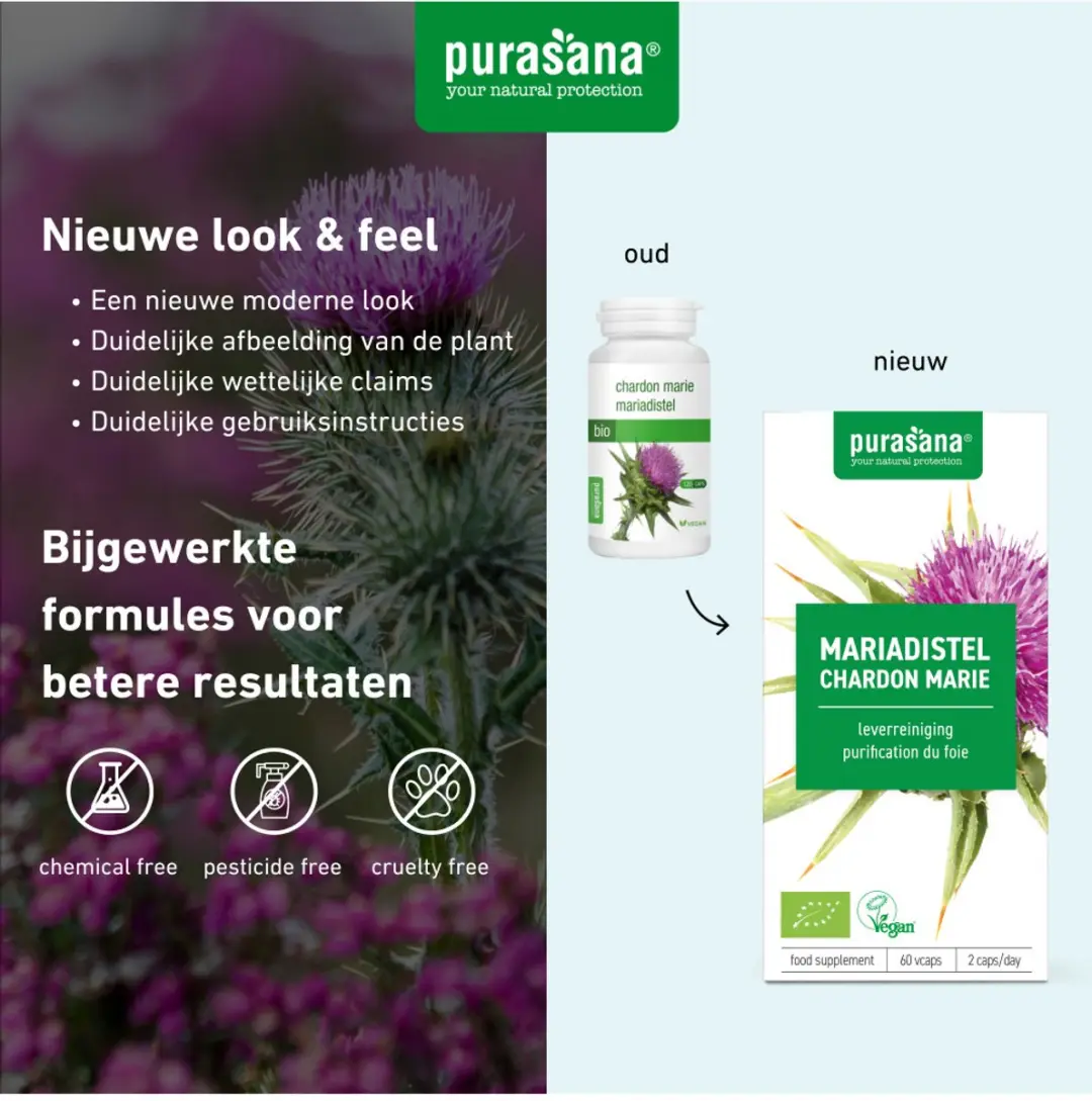 Purasana Mariadistel Extract 60mg - 60g Biologisch
