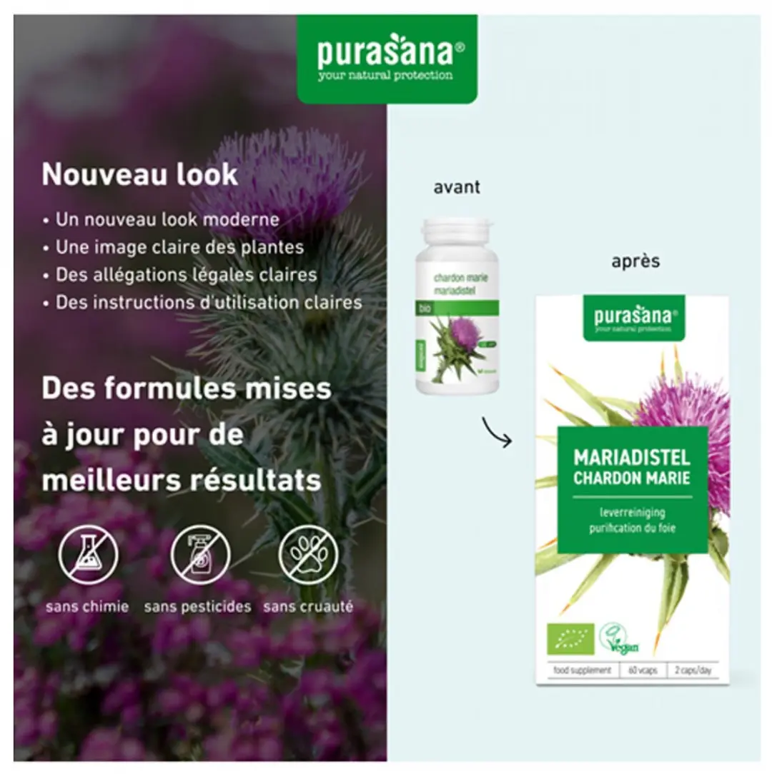 Purasana Mariadistel Extract 60mg - 60g Biologisch