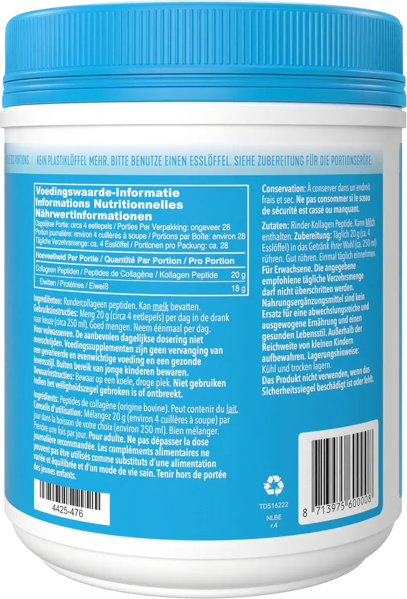 Vital Proteins Rundercollageen Peptiden 567g - Neutrale Smaak