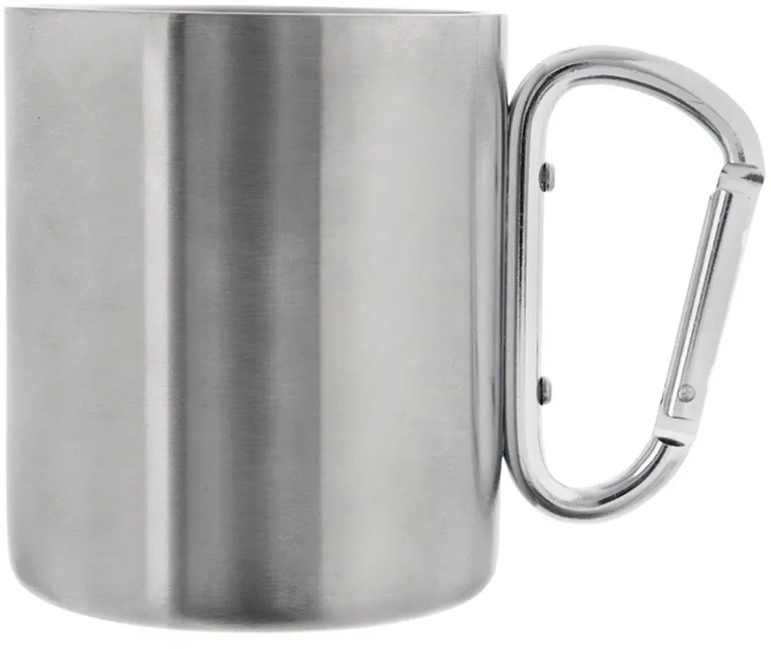Orion Stalen Reismok 350ml - Karabijnhaak - Dubbele Wand - Zilver