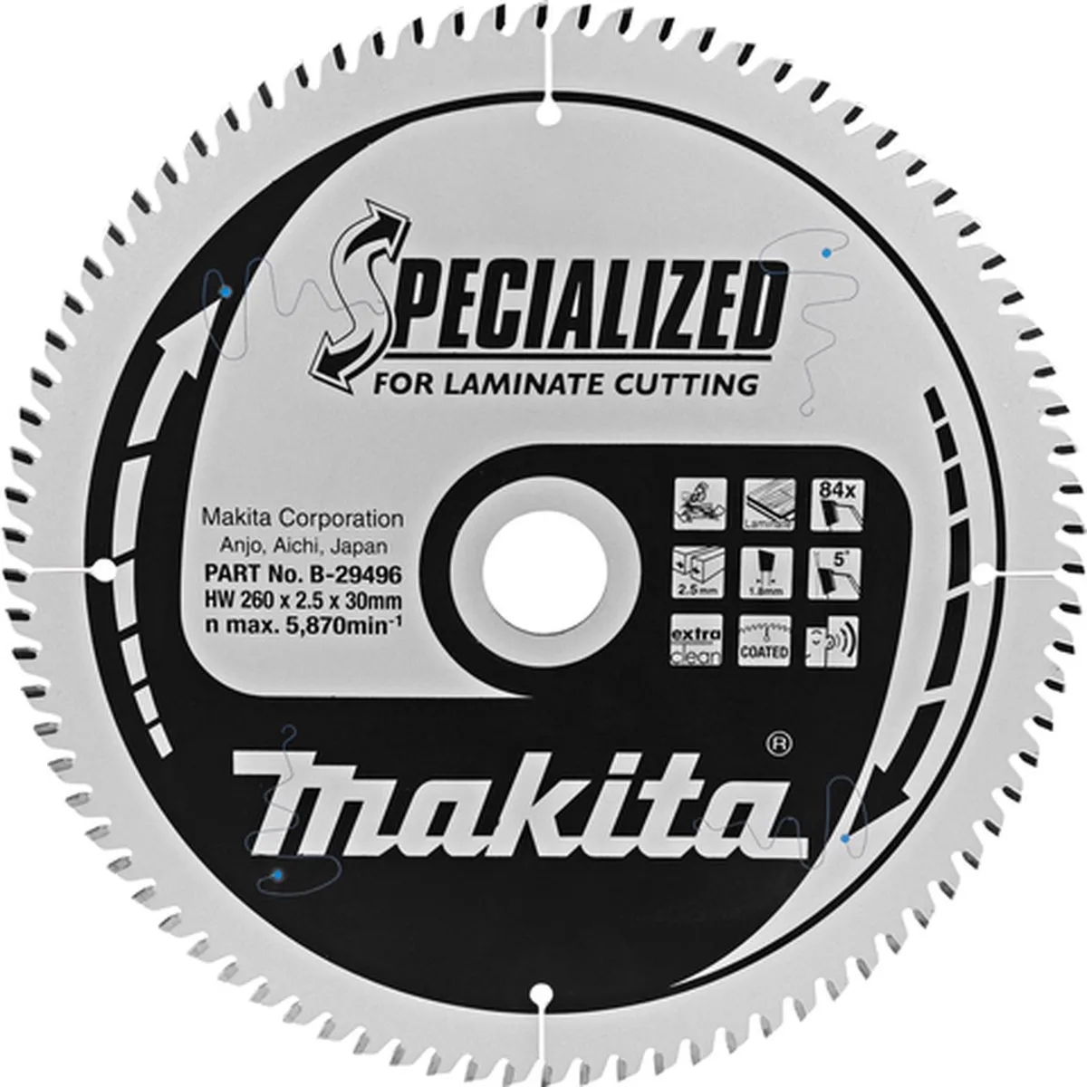 Makita B-29496 Laminaat Cirkelzaagblad 260mm - 84T - afbeelding 2 van 2