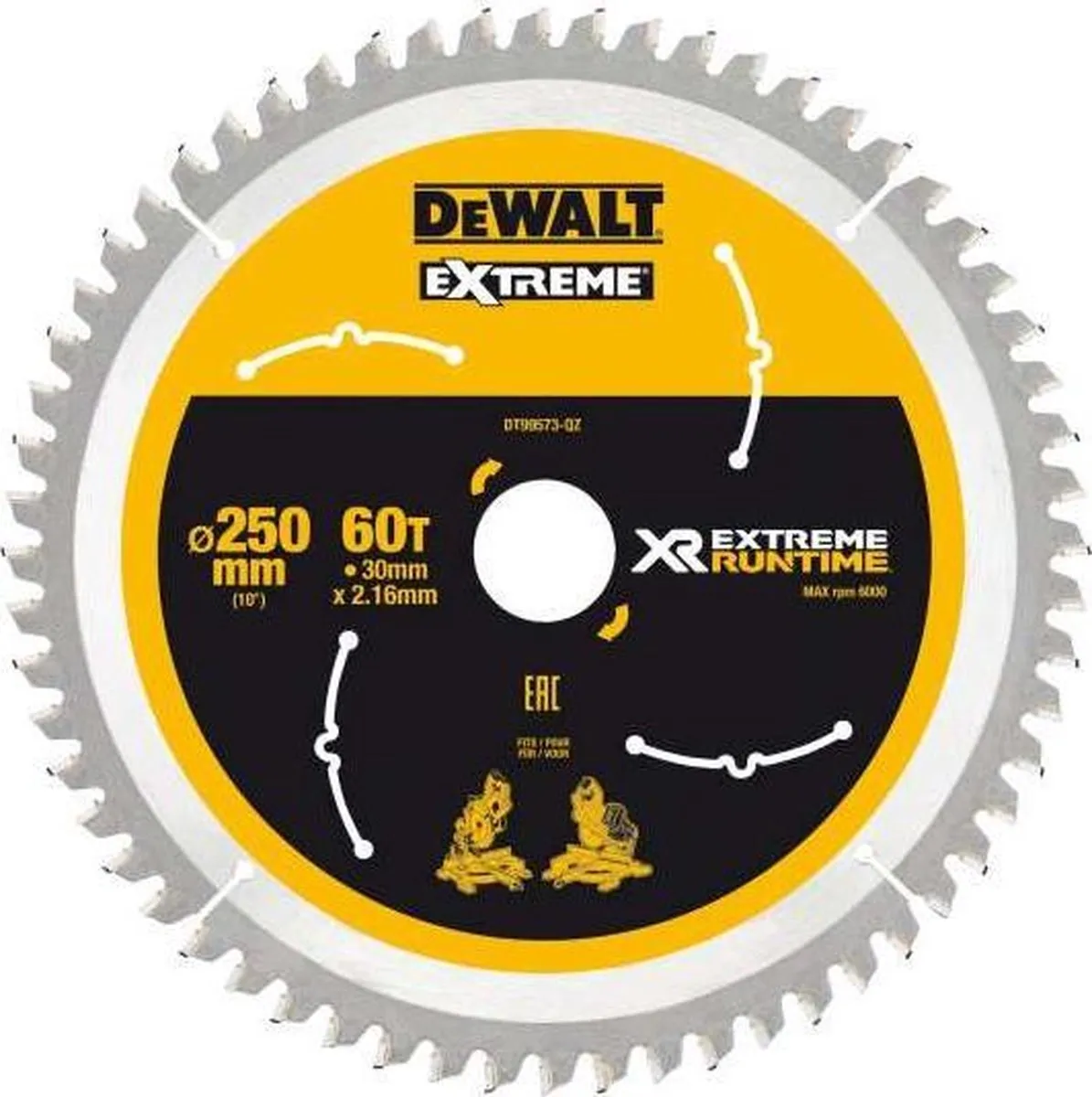 DeWalt CSB 250mm 60T Cirkelzaagblad - 30mm As