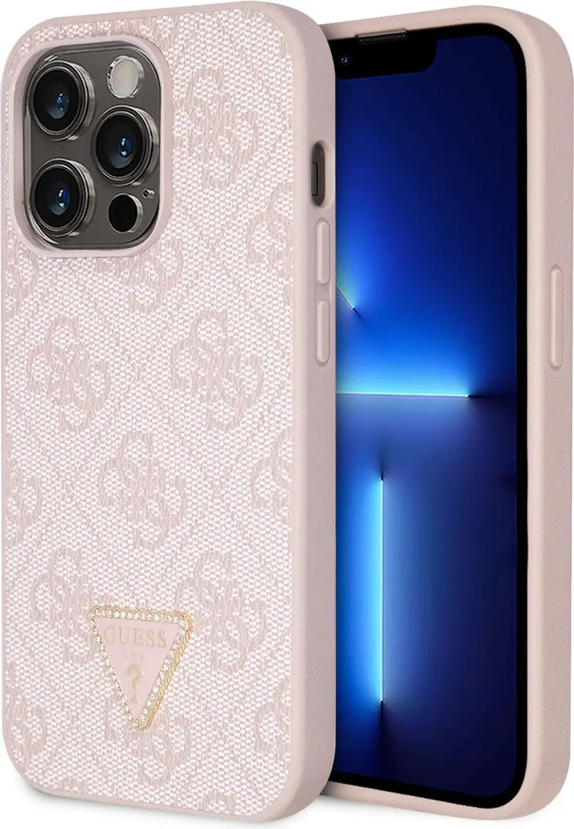 Guess 4G Triangle Logo Hoesje iPhone 15 Pro - Roze