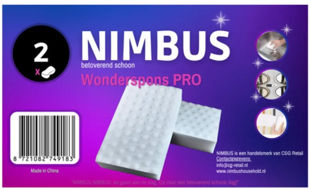 Nimbus Wonderspons Pro 8721082 749183 - 2 Stuks - Wit