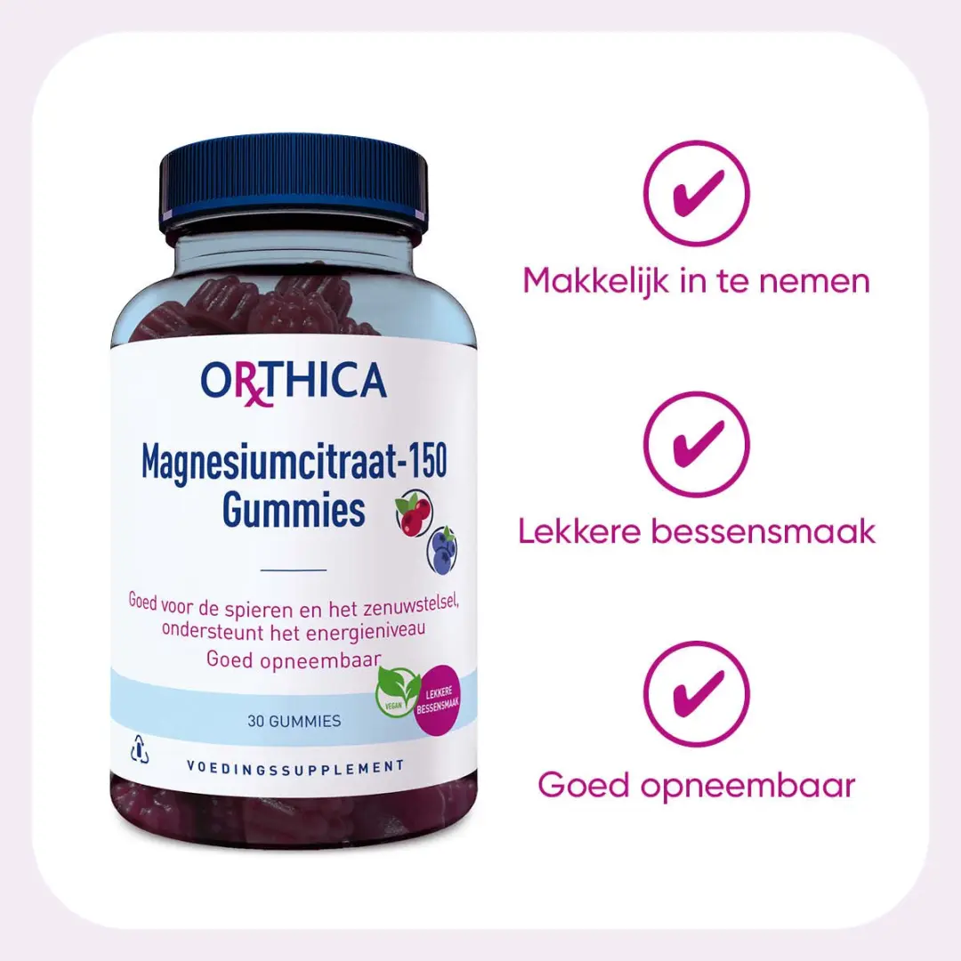 Orthica Magnesiumcitraat-150 Gummies - 30 Stuks