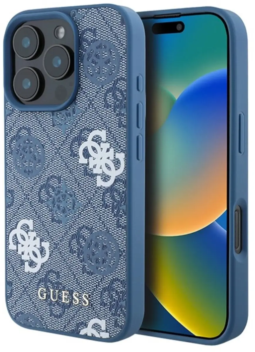 Guess Back Cover iPhone 16 - Blauw Denimlook - MagSafe