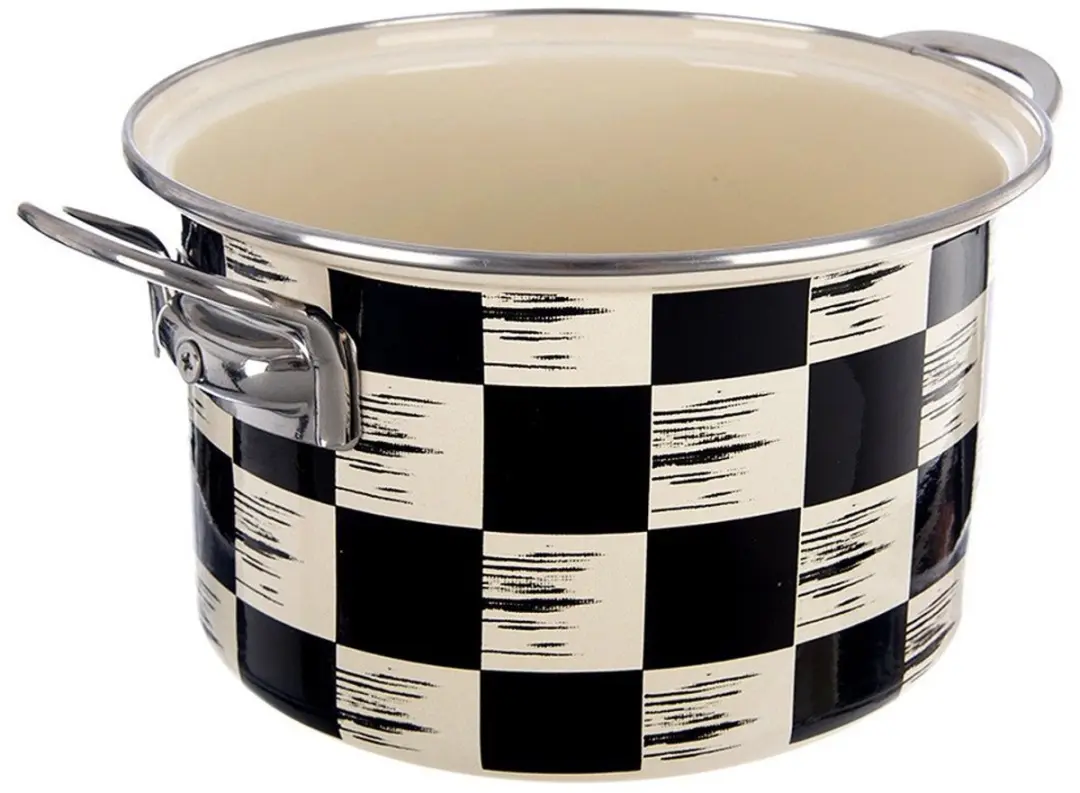 Orion Szachownica Serie Emaille Pan 22cm - 4L - Zwart/Beige/Zilver