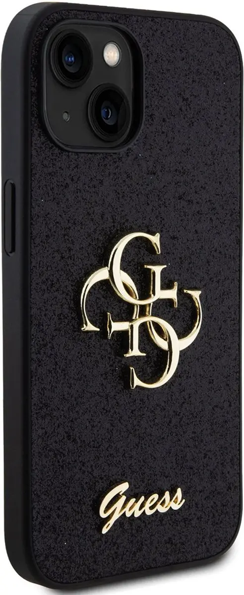 GUESS 4G Logo Glitter Back Case SH00068999 - iPhone 15 - Zwart