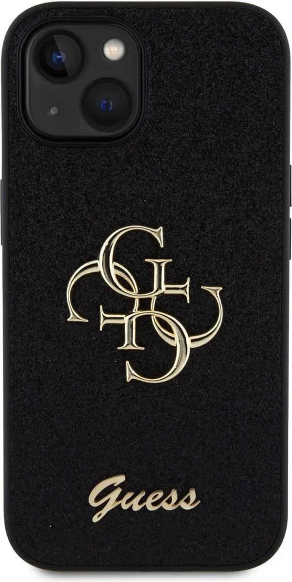 GUESS 4G Logo Glitter Back Case SH00068999 - iPhone 15 - Zwart