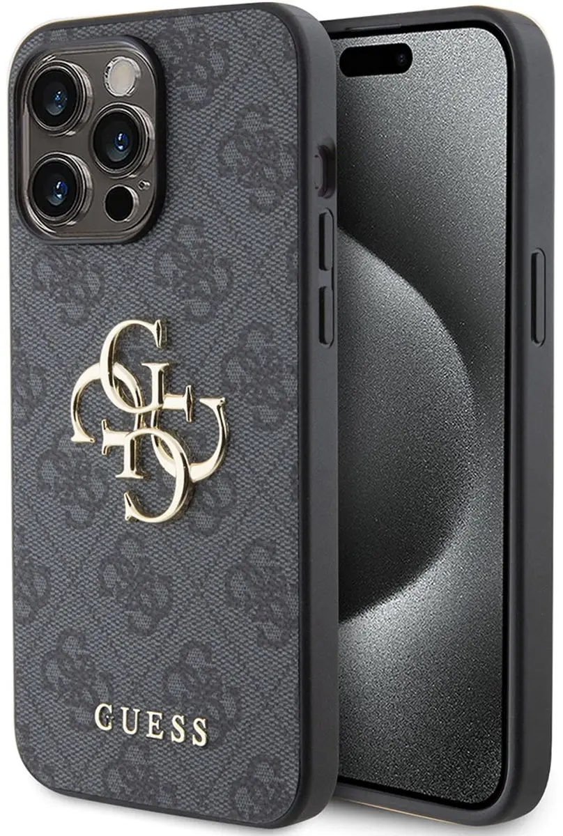 GUESS 4G Metal Logo Back Case - iPhone 15 Pro Max - Grijs