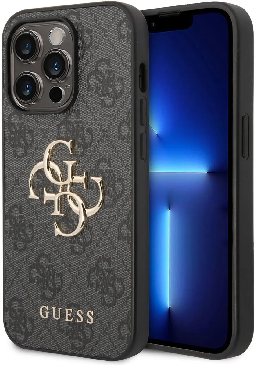 GUESS 4G Metal Logo Back Case - iPhone 15 Pro Max - Grijs