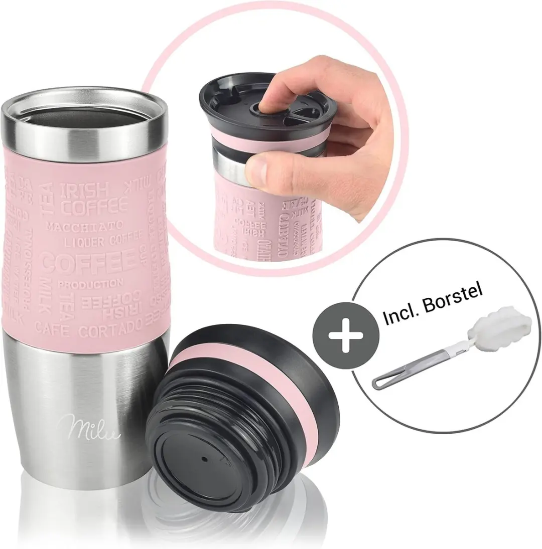 Milu Thermosbeker Roestvrij Staal 370ml - Roze