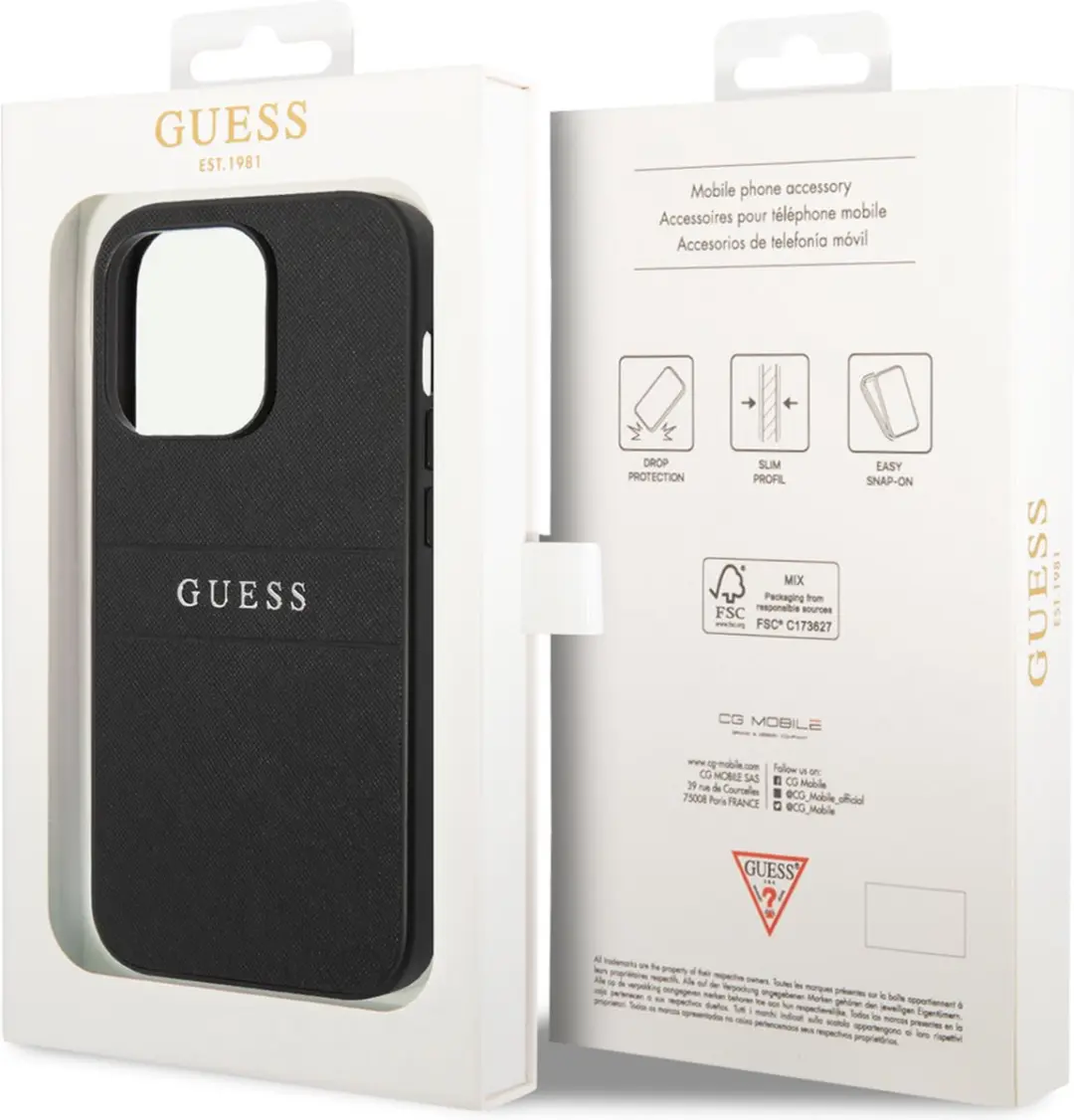 GUESS Telefoonhoesje iPhone 14 Pro - Zwart - PU-Saffiano - 3666339088606