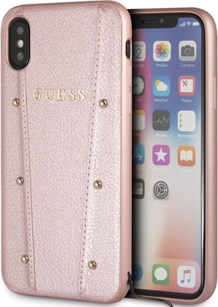 GUESS Hoesje iPhone X/Xs - Roze Goud - Gold Studs - S212-4