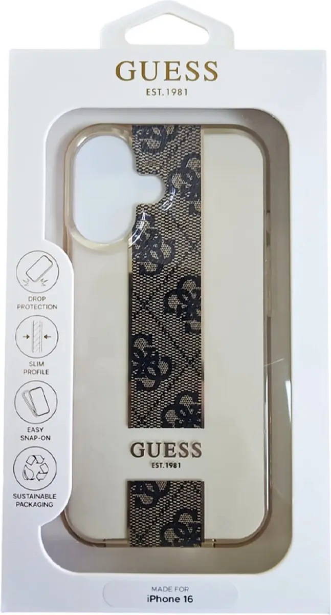 Guess iPhone 16 Backcover IML 4G Stripe - Bruin