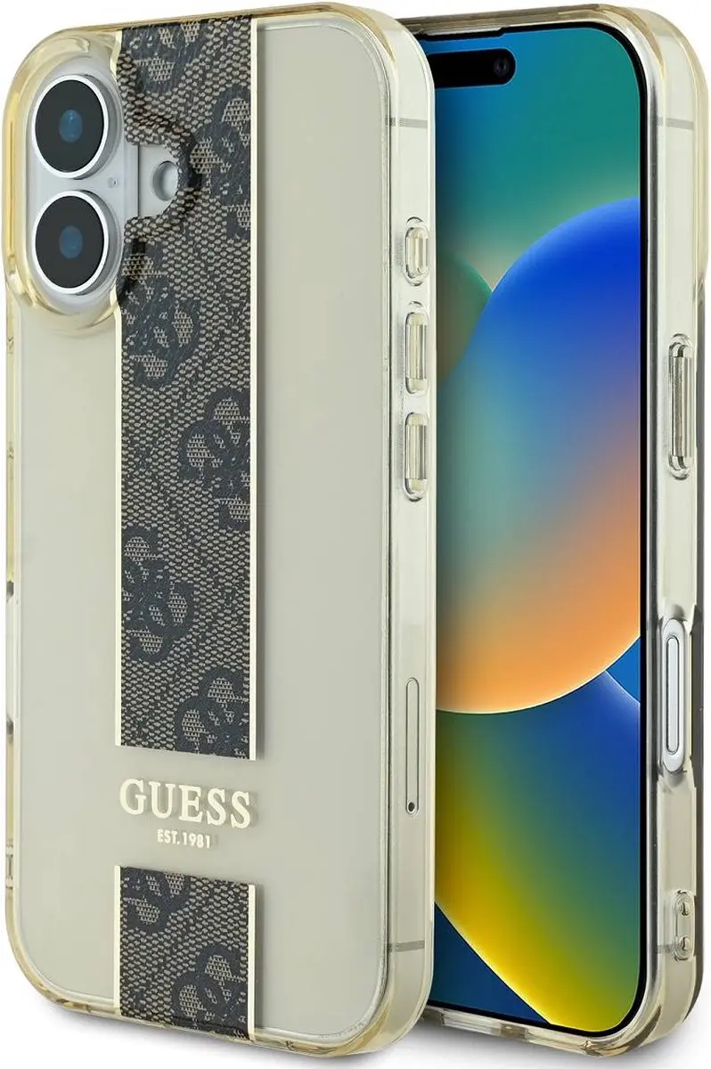 Guess iPhone 16 Backcover IML 4G Stripe - Bruin