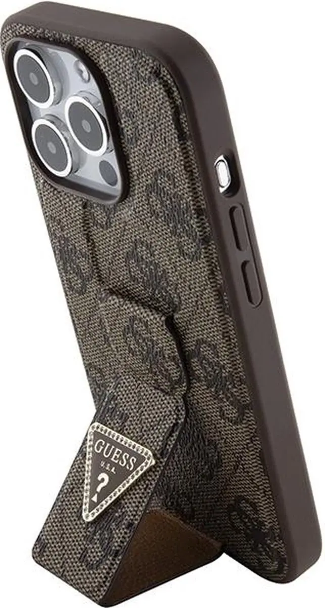 GUESS 4G Triangle Grip Back Case - iPhone 15 Pro Max - Bruin